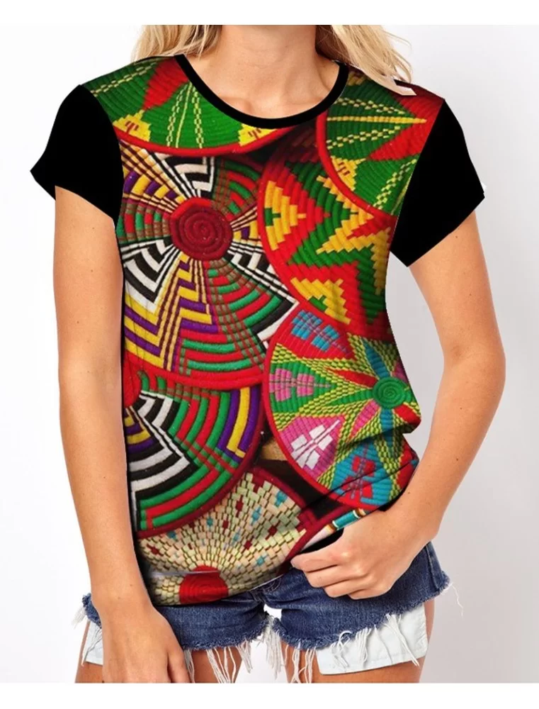 Mexican basket texture printed t-shirt