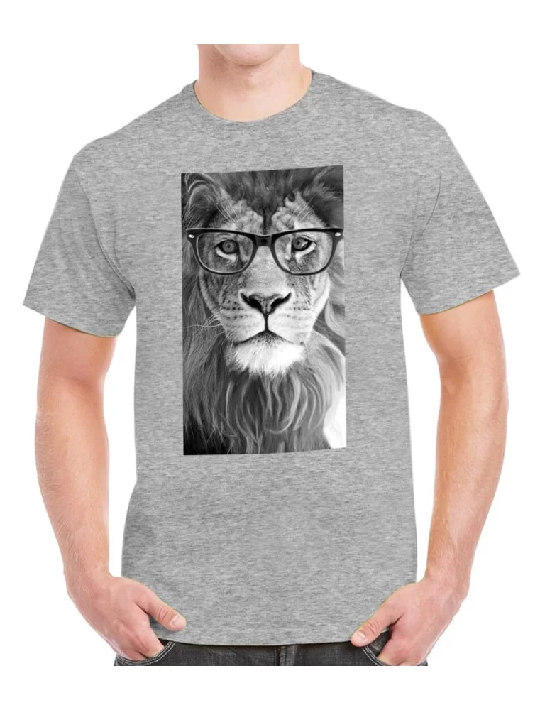 Playera de león con lentes