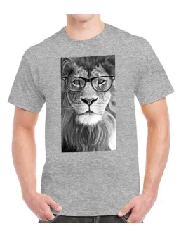 Playera de león con lentes