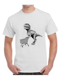 Dinosaur t-shirt shopping at the supermarket