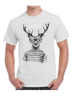 Hipster deer t-shirt with glasses