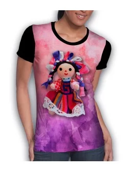 T-shirt printed of Maria doll with watercolor background