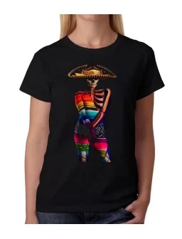 T-shirt printed of Mexican Catrina charra