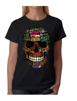 T-Shirt printed of skull with mexican phrases