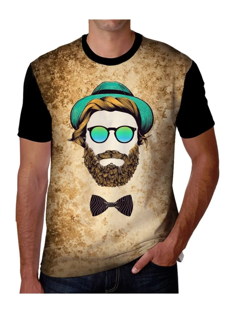 T-shirt printed with a hipster beard