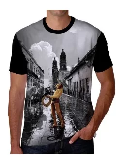 T-shirt of Mexican Charro playing with the rope