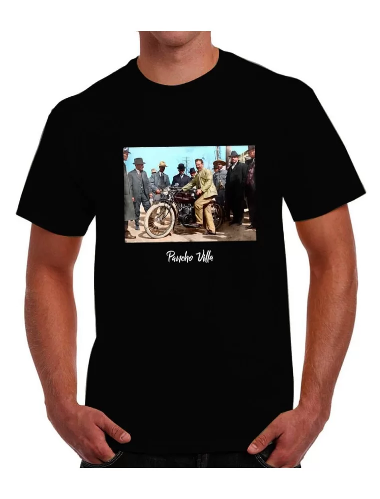 T-shirt printed of Pancho Villa on motorcycle