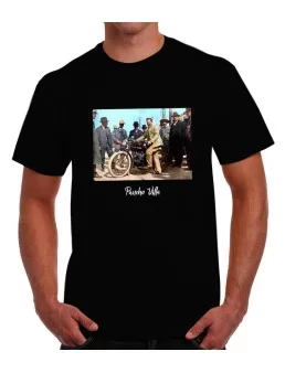 T-shirt printed of Pancho Villa on motorcycle