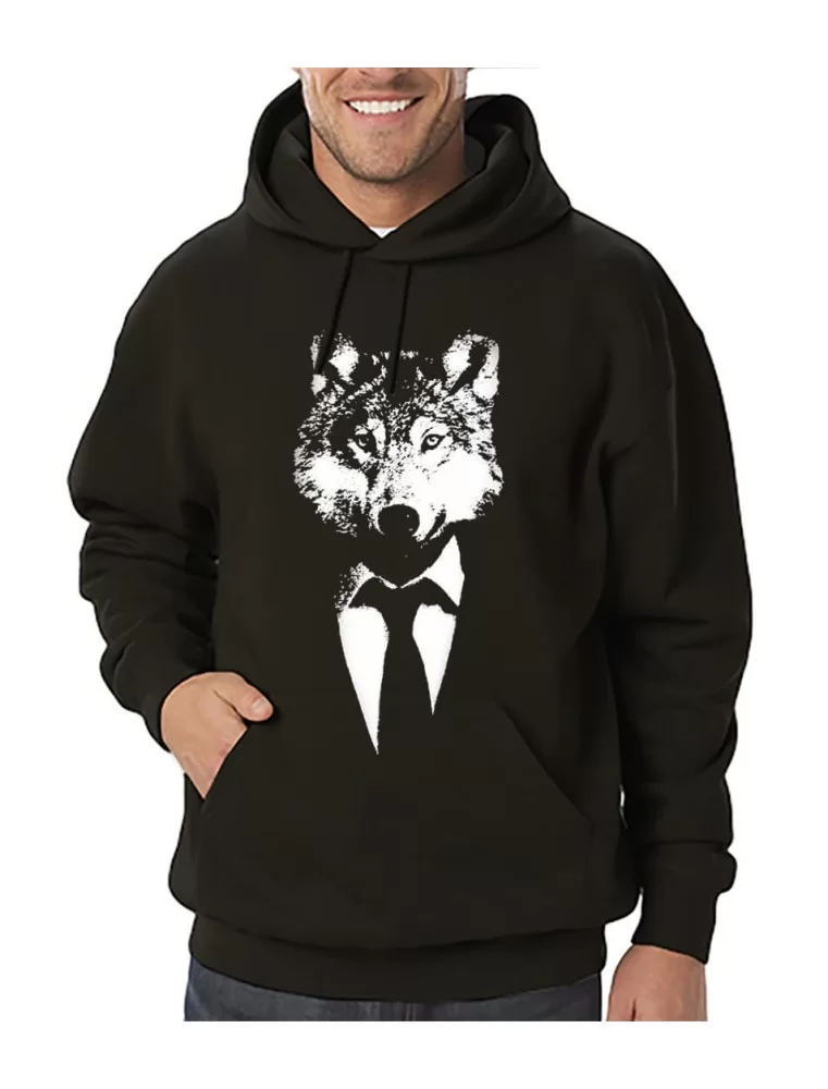 Sweatshirt with wolf print cap with suit