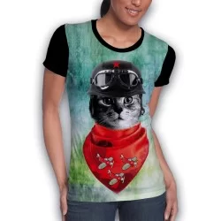 Cat pilot printed t-shirt