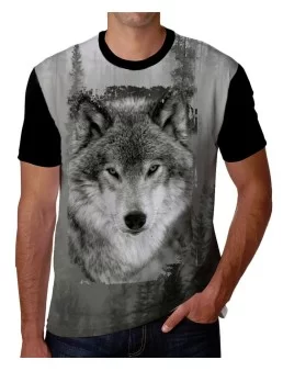 Playera estampada de lobo