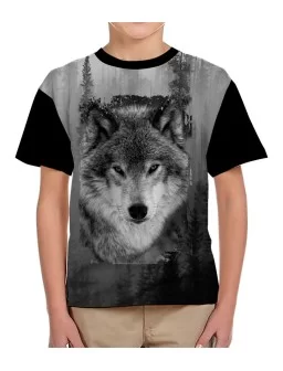 Playera estampada de un lobo - Camisetas de animales salvajes