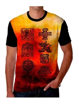 Prehispanic Maya symbols printed t-shirt