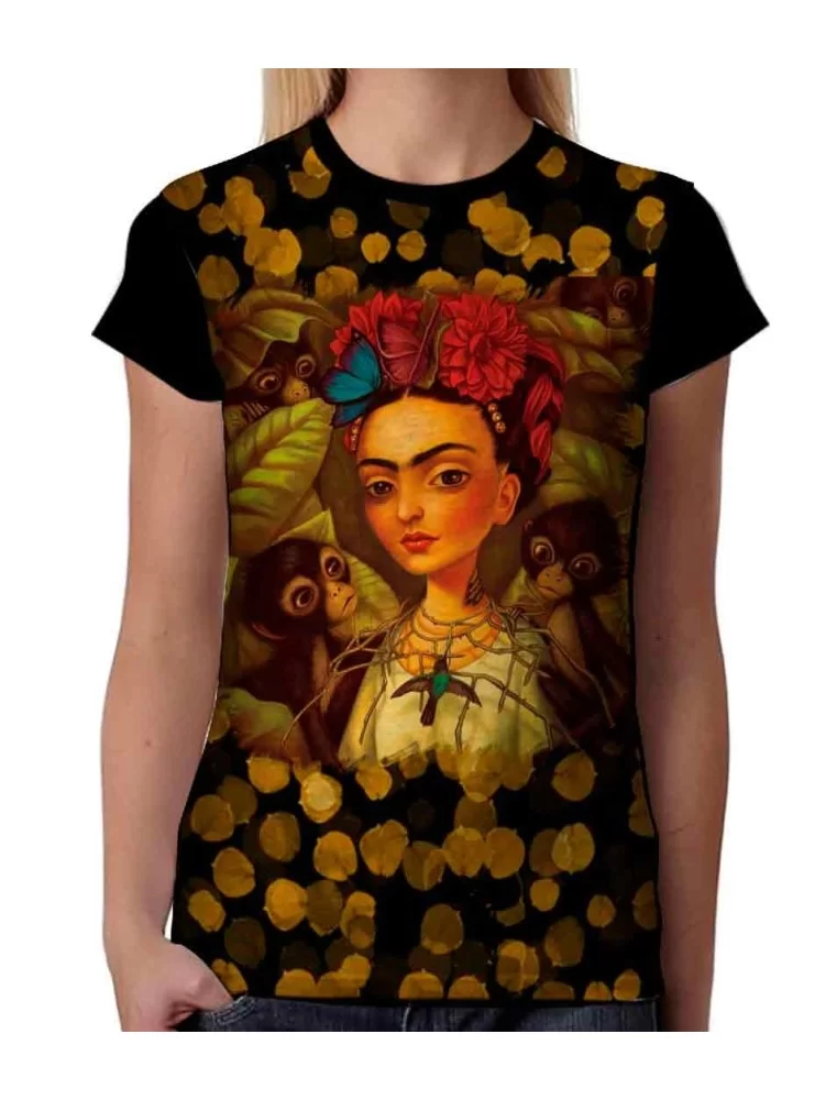 Playera Frida Kahlo hojas doradas