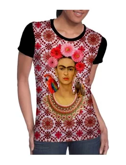 Frida Kahlo t-shirt with mosaics background