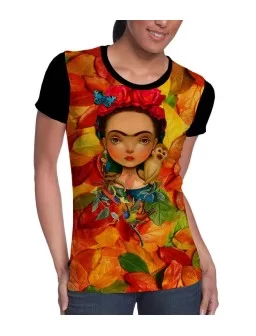 Frida Kahlo drawing t-shirt girl