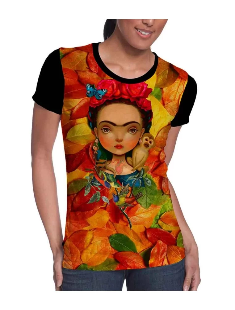 Frida Kahlo drawing t-shirt girl