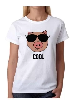 Playera Cerdito Cool con lentes - Camisetas de animales