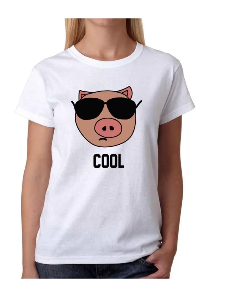 Playera Cerdito Cool con lentes - Camisetas de animales