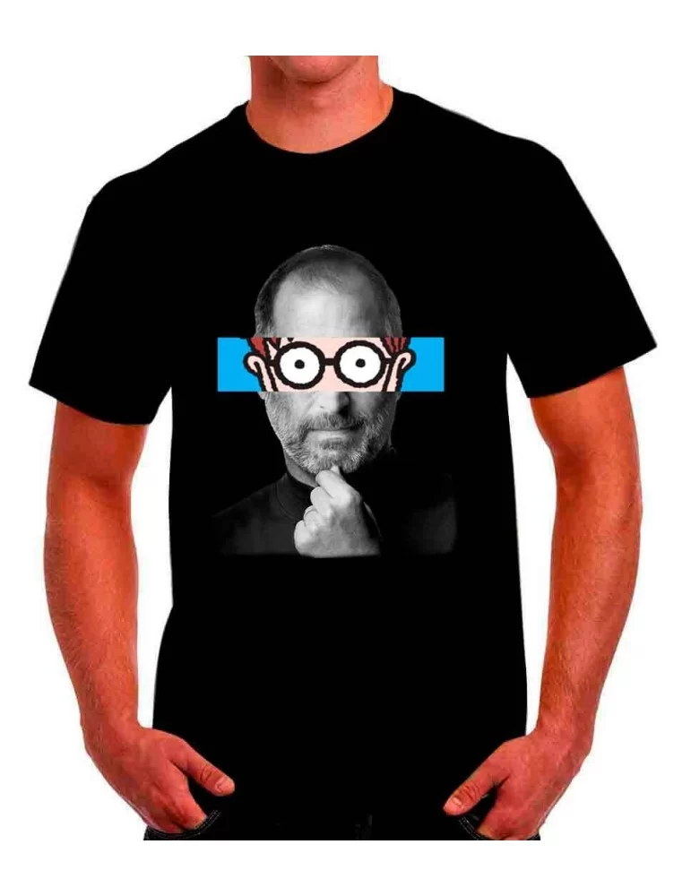 T-shirt Steve Jobs with Wally eyes and glasses