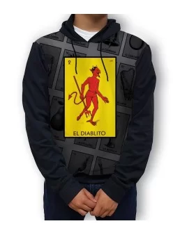 Hoodie printed of El Diablo Loteria mexican game