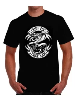 Playera Cobra Kai Strike first Strike hard Karate Kid