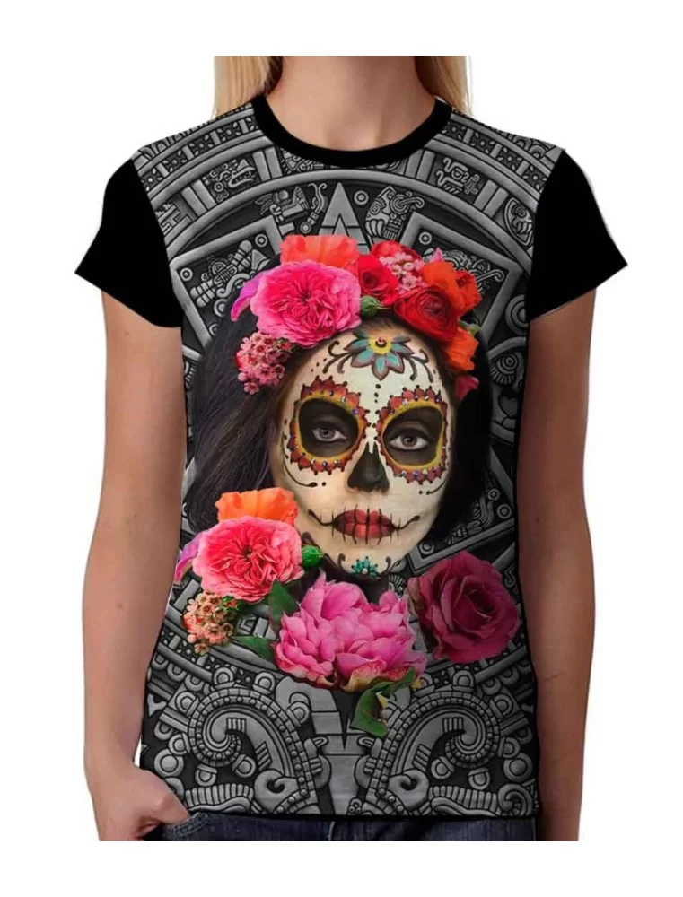 Playera Catrina Calendario Azteca - Camisetas de Calaveras