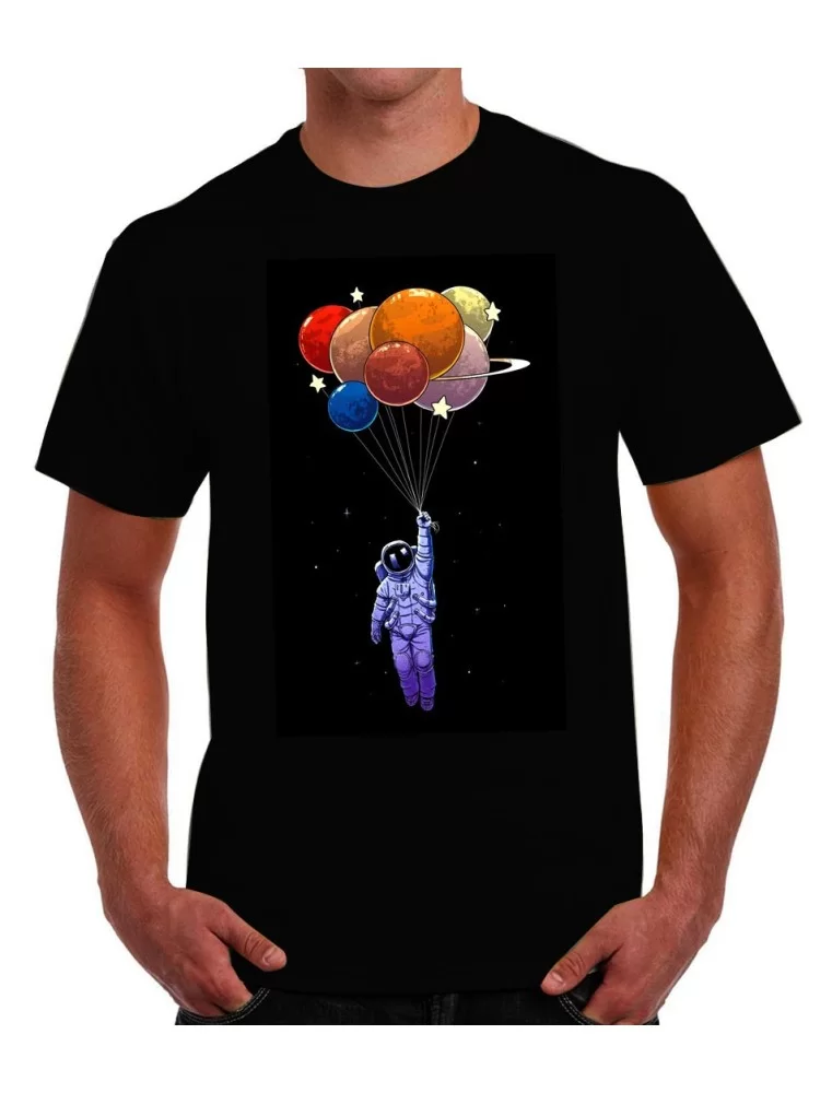 Playera Astronauta con globos de planetas