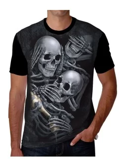 T-shirt deaf and dumb blind skulls