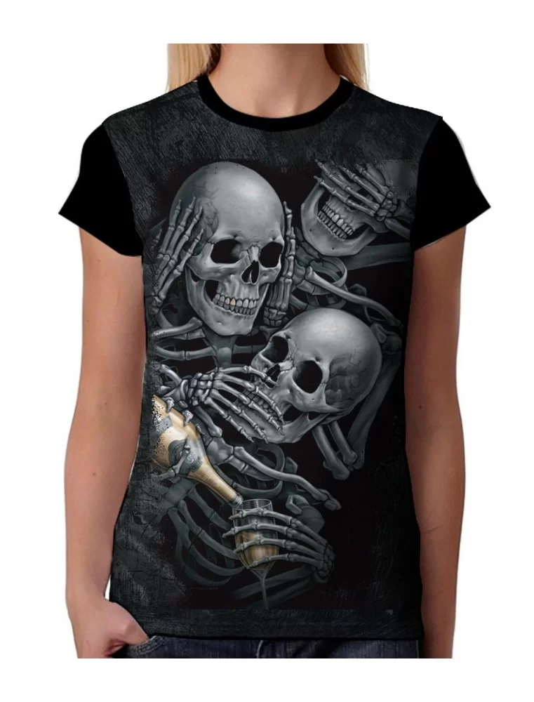 T-shirt deaf and dumb blind skulls for women