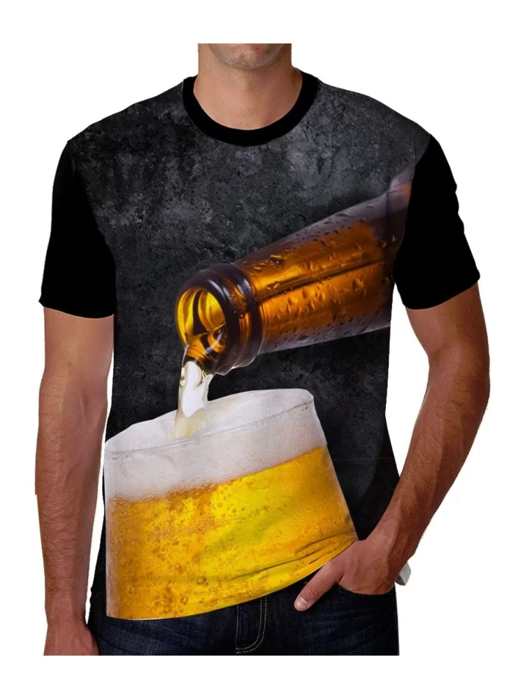 T-shirt filling a glass with beer