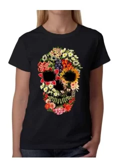 T-shirt of flowers skull