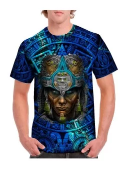 Playera guerrero Azteca azul - Camiseta calendario Azteca