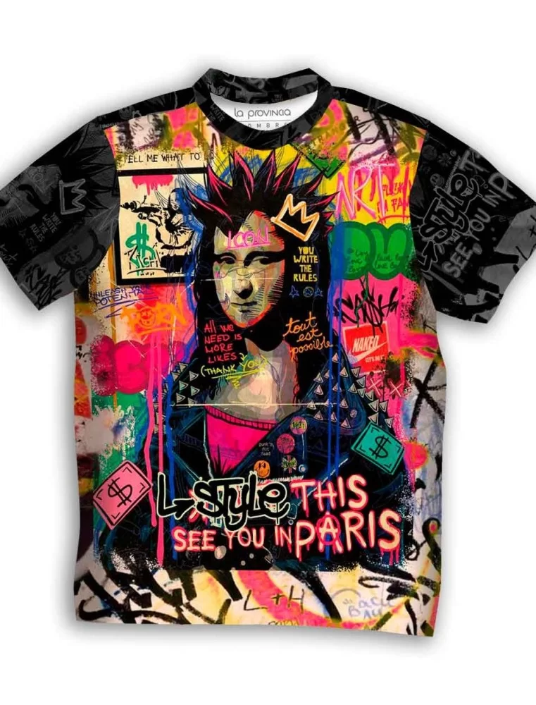 Playera Monalisa en grafiti full print