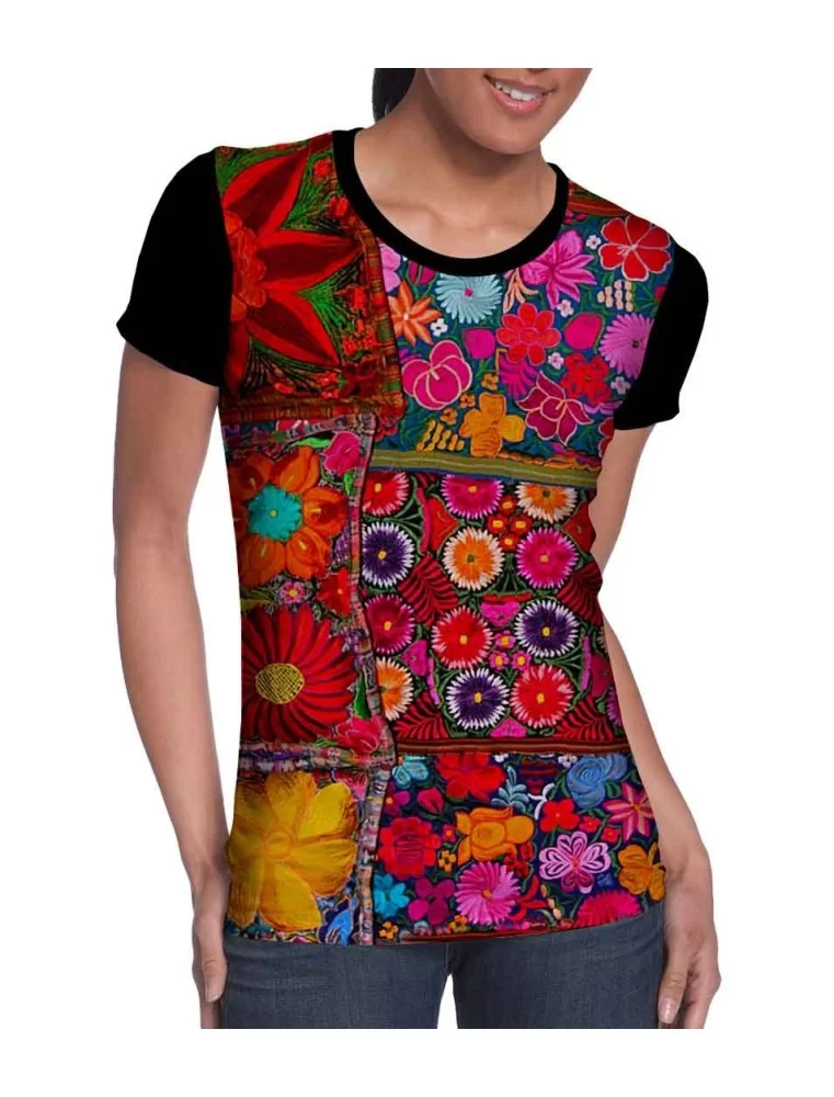 T-shirt printed of mexican flowers