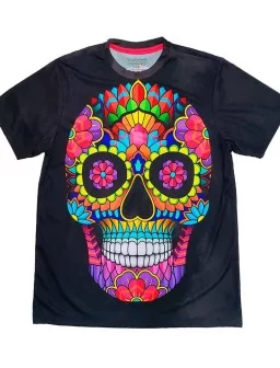 T-shirt Mexican flowers skull