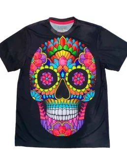 T-shirt Mexican flowers skull