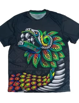 Playera Quetzalcoatl Serpiente emplumada verde