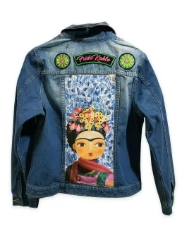 Chamarra de mezclilla bordada de Frida Kahlo
