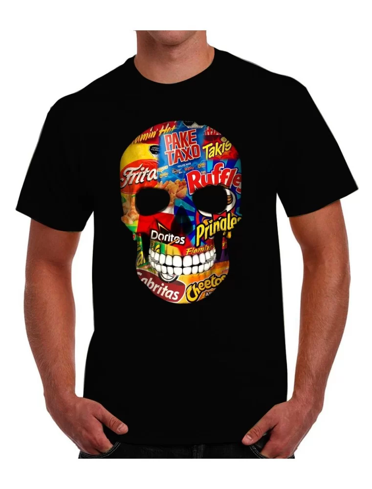 Playera calavera de frituras y botanas