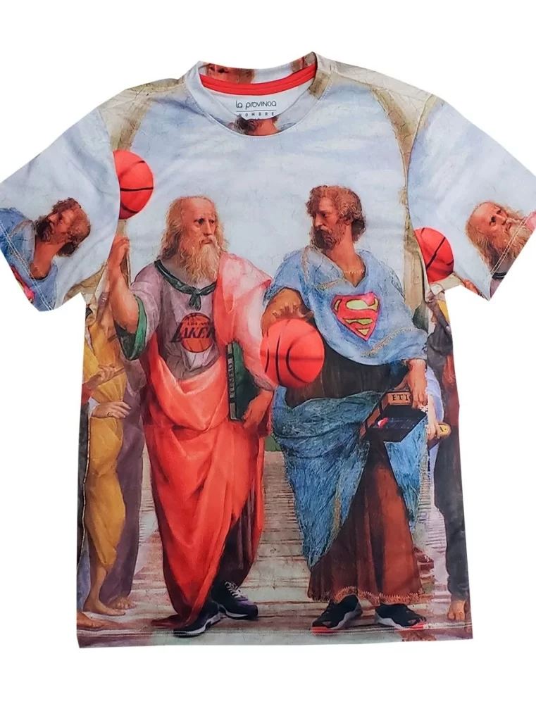 Playera Escuela de Atenas Arte divertido - Socrates moderno