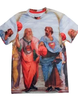 Playera Escuela de Atenas Arte divertido - Socrates moderno