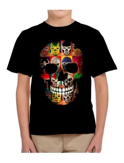 T-shirt mexican wrestling fighters skull kids