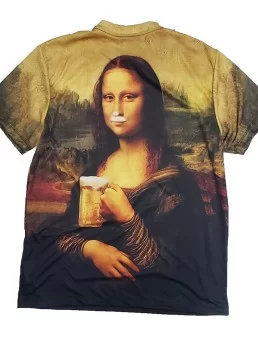 T-shirt of monalisa drinking beer