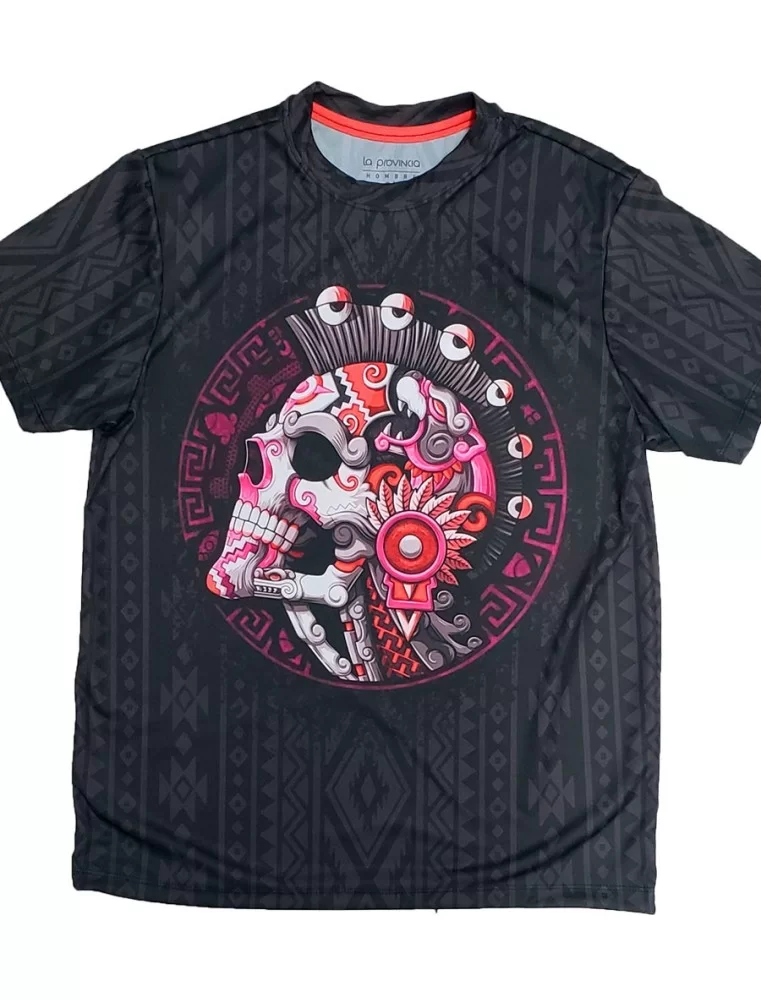 Playera Calavera mexicana Azteca de perfil