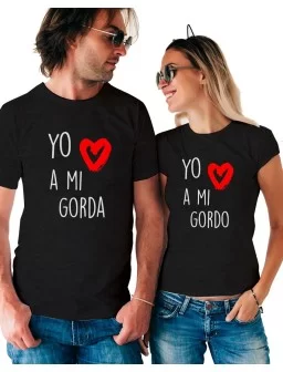 T-shirts San Valentine Yo amo a mi gorda (2 pcs)