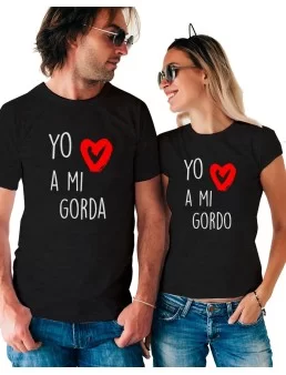 T-shirts San Valentine Yo amo a mi gorda (2 pcs)