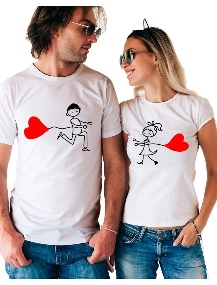 T-shirts San Valentine heart balloons (2 pcs)