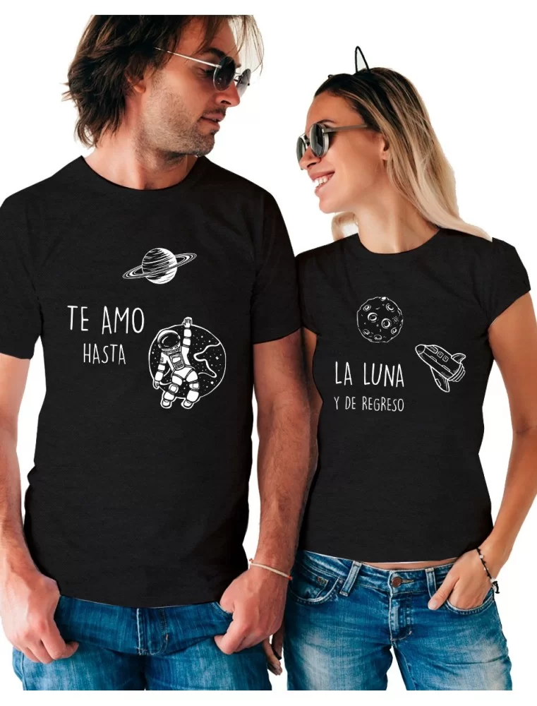 T-shirts San Valentine Te amo hasta la luna (2 pcs)