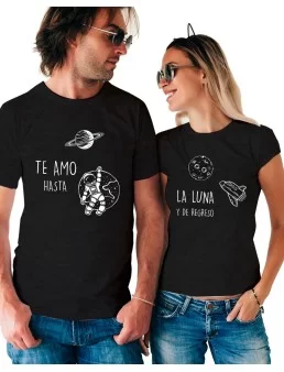 T-shirts San Valentine Te amo hasta la luna (2 pcs)